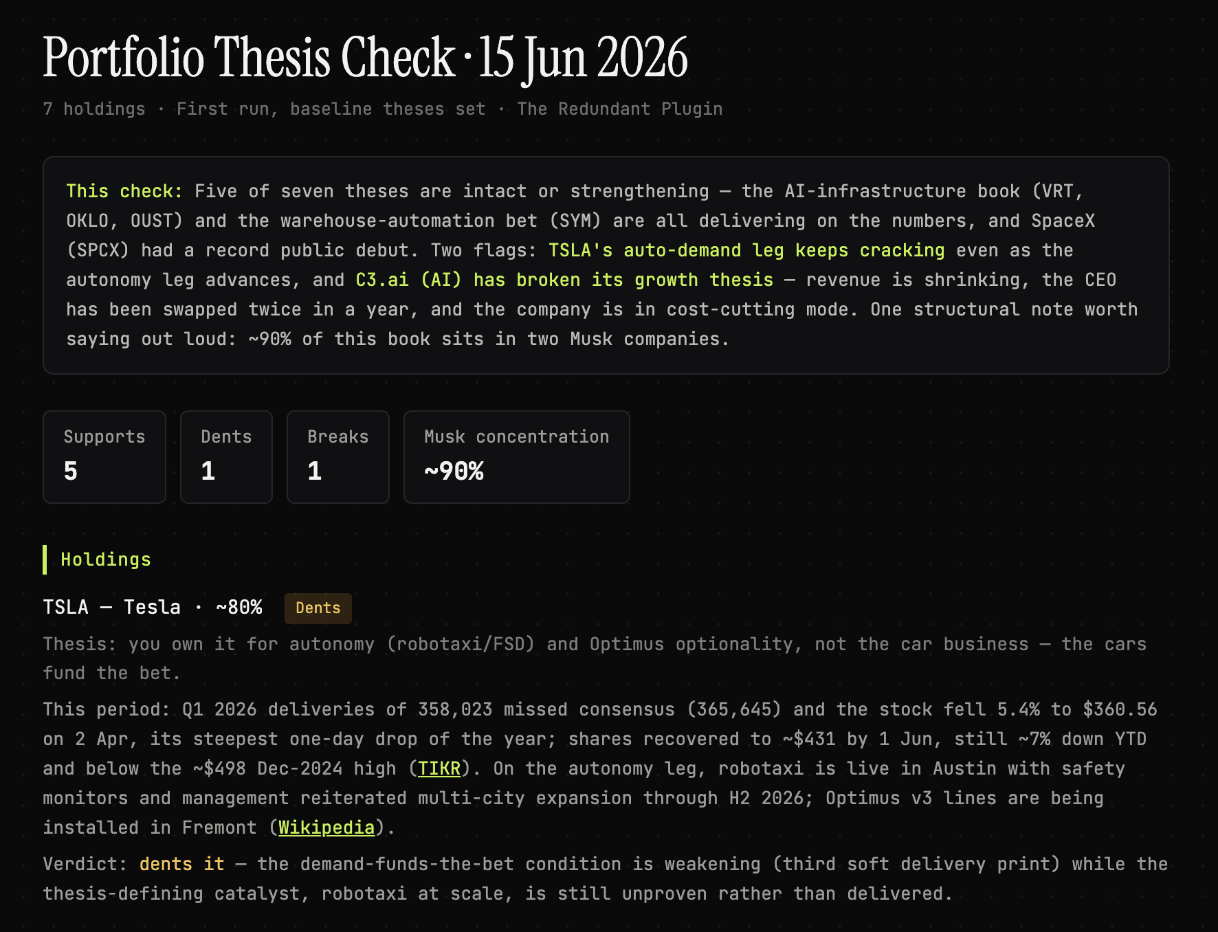 Stock Portfolio Thesis output