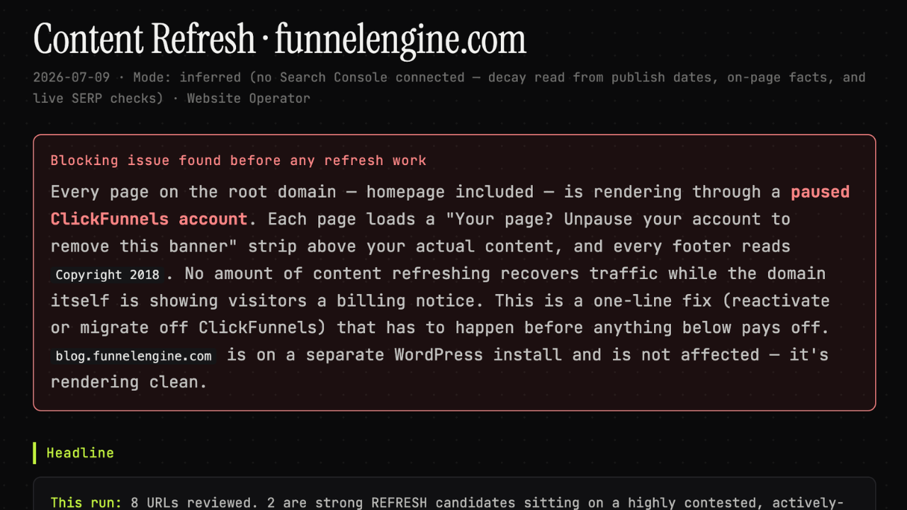Content Refresh Worker output