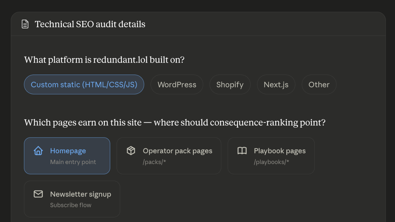 Technical SEO Audit findings and plan