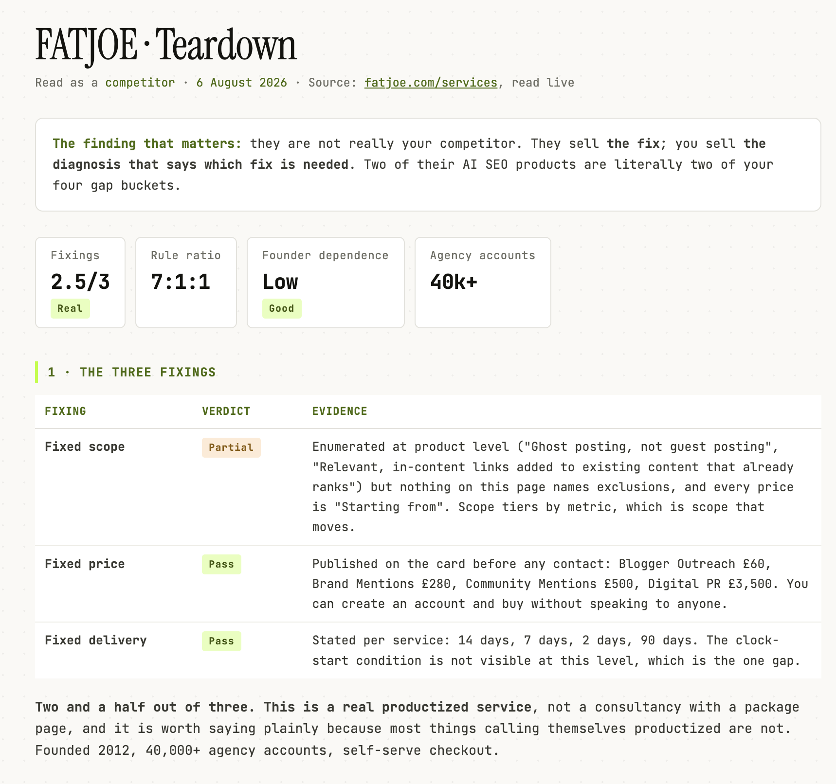 FATJOE torn down against the three fixings